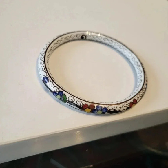 Vintage Cloisonné Enamel Bangle Bracelet - Picture 5 of 6
